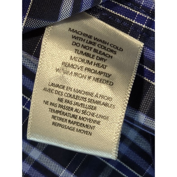 Untuckit Shirt Men Small Blue Plaid Button Up Long Sleeve Dress Shirt - Picture 8 of 10